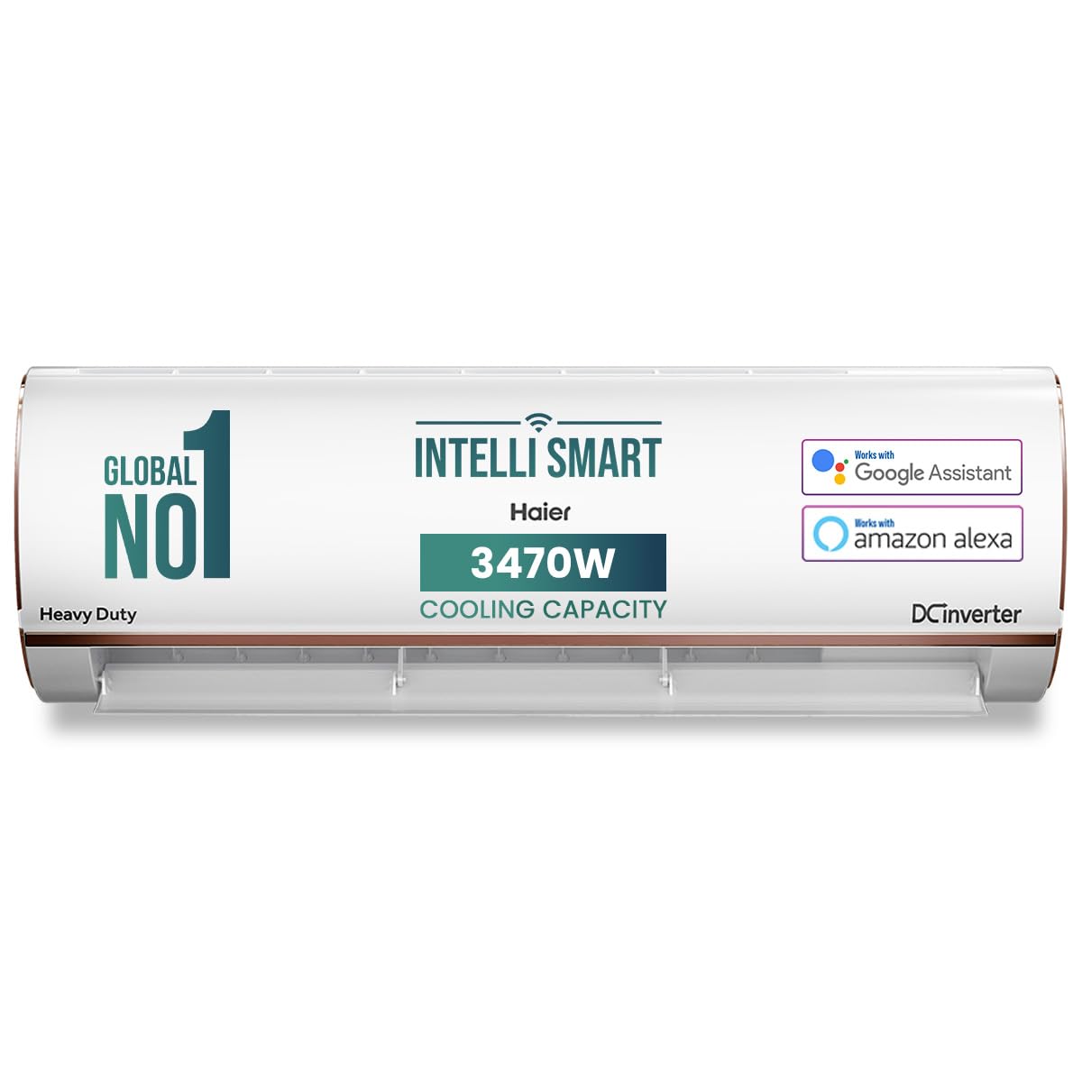 Haier 1 Ton 4 Star Smart Split AC (3470W, Copper, Wi-Fi, 4-Way Swing, 7 in 1 Convertible, Anti Bacterial Filter, Cools at 60°C Temp, 20 Mtr. Air Throw - HSU13K-PYFR4BN-INV, White)