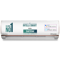 Haier 1 Ton 4 Star Smart Split AC (3470W, Copper, Wi-Fi, 4-Way Swing, 7 in 1 Convertible, Anti Bacterial Filter, Cools at 60°C Temp, 20 Mtr. Air Throw - HSU13K-PYFR4BN-INV, White)