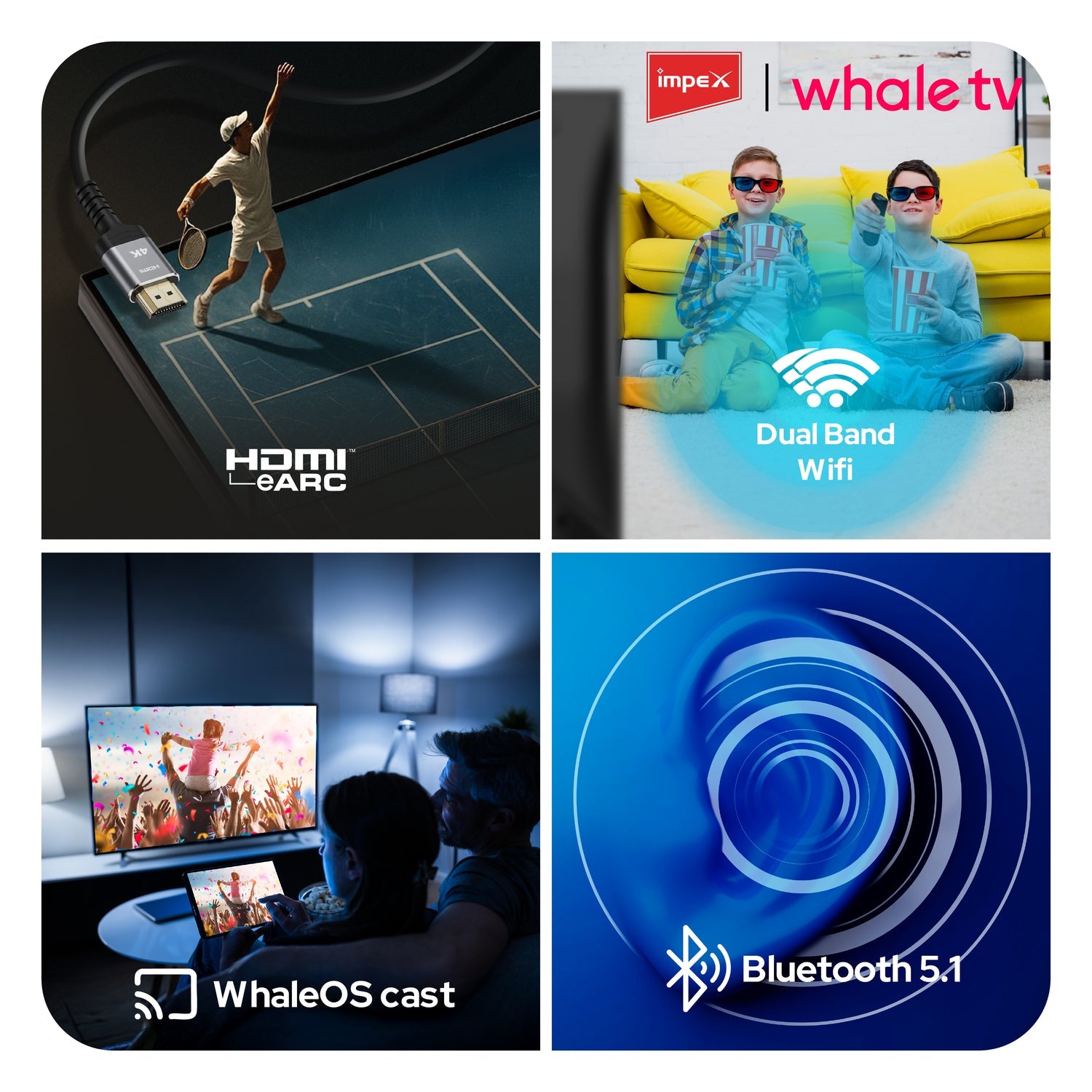 Impex WIOS Whale Series 4K UHD QLED Smart TV | 139 cm (55 inch ) | Black | 55A4QSK1
