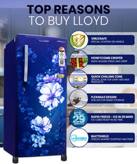 Lloyd by Havells 188 L Direct Cool Single Door 3 Star Refrigerator (Cherry Blossom Blue, GLDC203ST2LC)